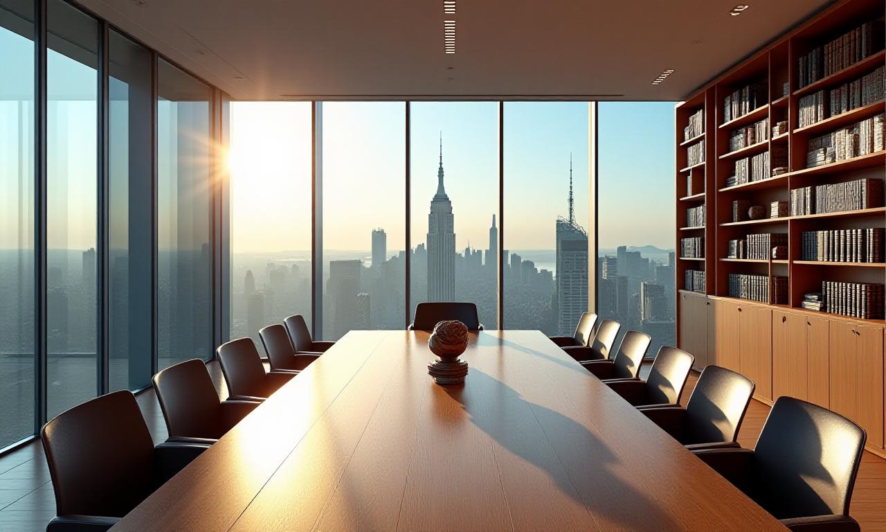 Modern board advisory meeting space with philosophical design elements