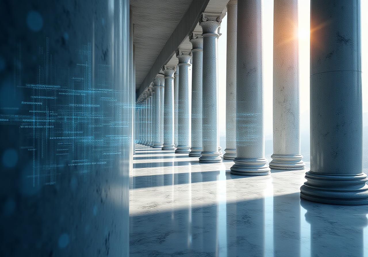 Abstract representation of global governance and ethical frameworks